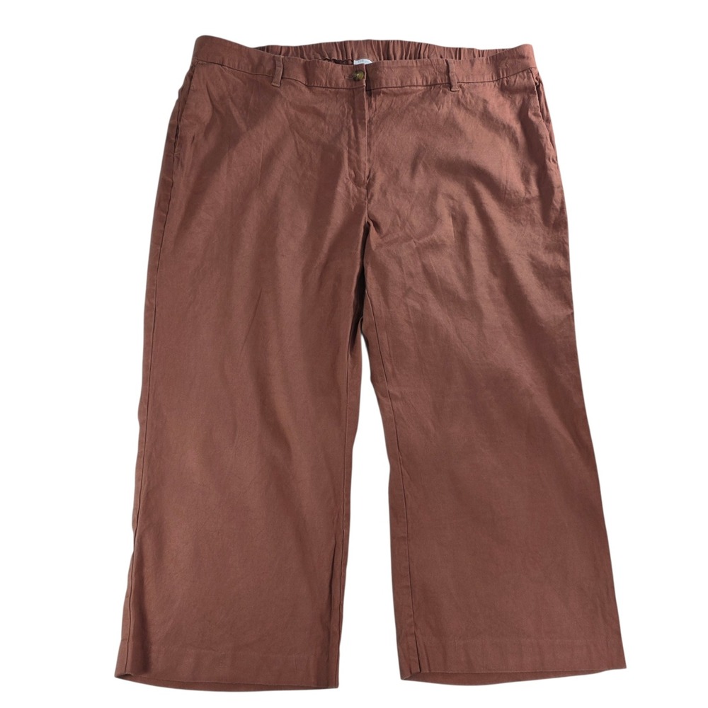 J.Jill Linen Stretch Terracotta Wide Leg Crop Brown Pants 24 Women's Breathable